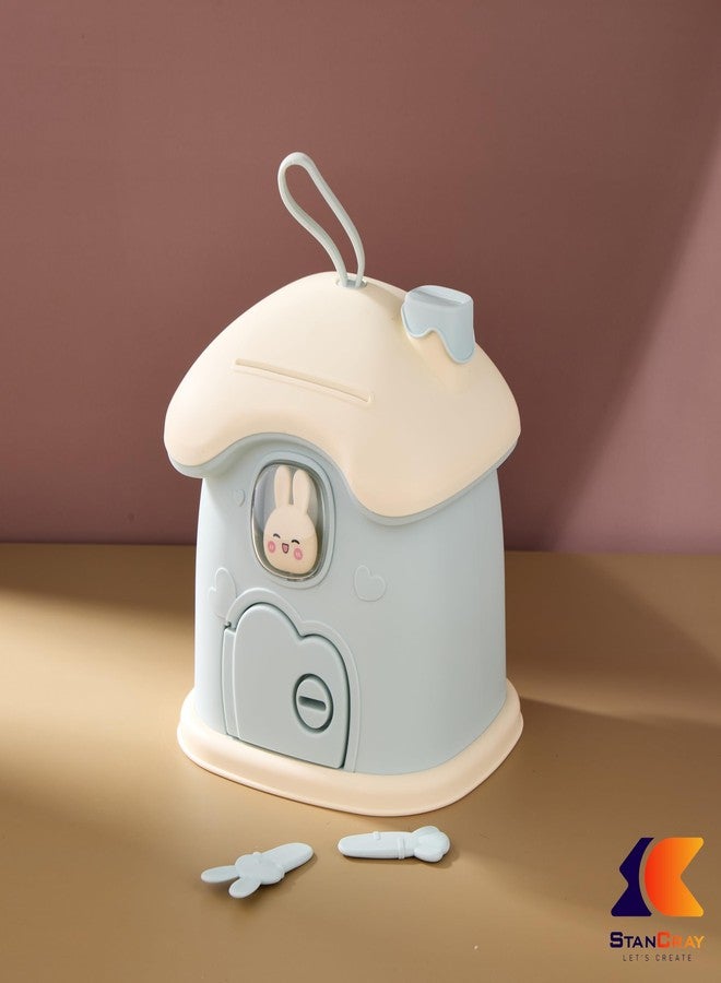 STANCRAY Cute Small Savings Bank Money Deposit and Withdrawal Piggy Bank with Key Holder House Piggy Bank for Girls and Boys Coin Bank with Handle, Lock and Key. (Model 2) - Image 5